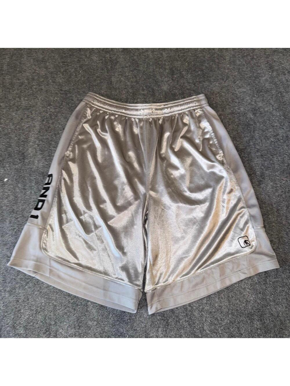 AND1 Silver Baggy Dazzle Hoop Shorts Mens XL Vtg y2k 90s Rare